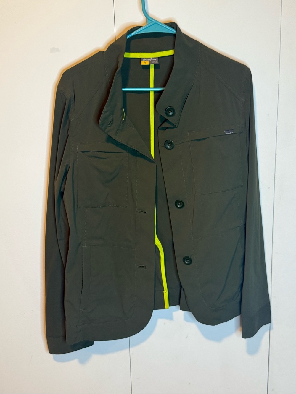 Eddie Bauer Olive Green Utility Blazer with Neon Trim